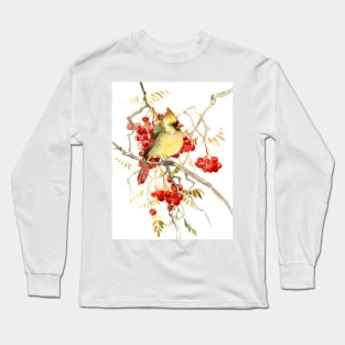 Cardinal Bird and Berries Long Sleeve T-Shirt